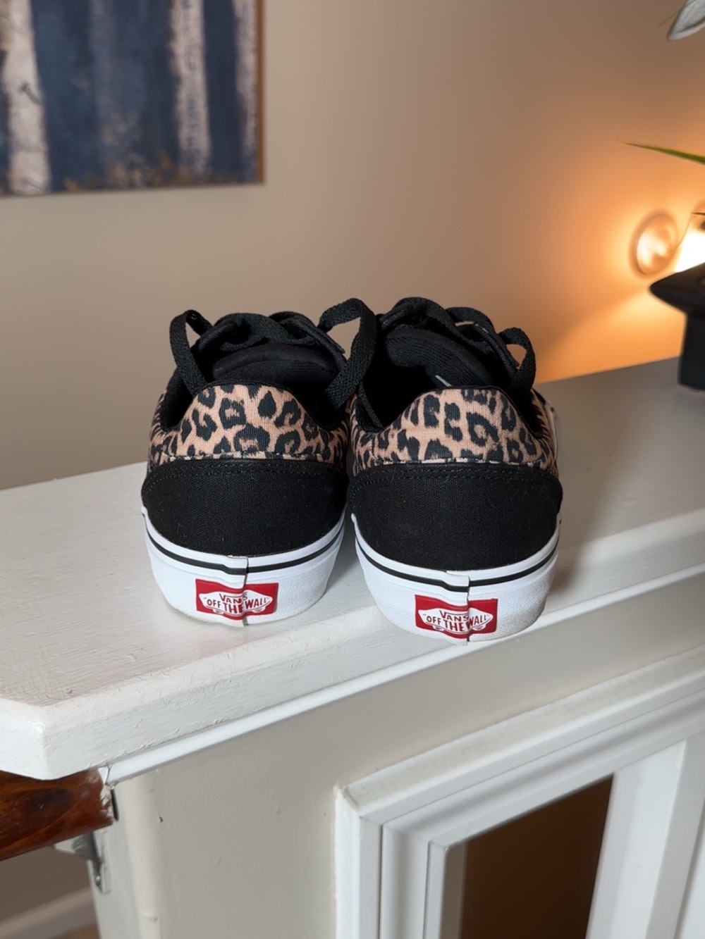 Vans Black and Leopard Print Low-Top Sneakers - Picture 4 of 6